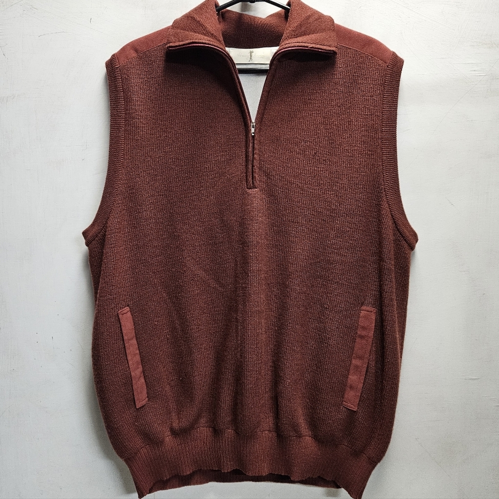 Vintage Harry Vardon Golf Large Burgundy 1/4 Zip Vest Insulated Lined